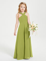 Junior Bridesmaid Dresses Grecian Neckline Floor Length Clover