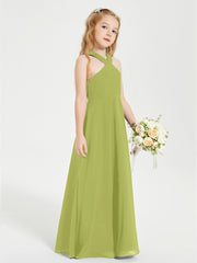 Junior Bridesmaid Dresses Grecian Neckline Floor Length Clover