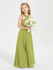 Junior Bridesmaid Dresses Grecian Neckline Floor Length Clover