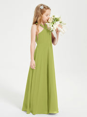 Junior Bridesmaid Dresses Grecian Neckline Floor Length Clover