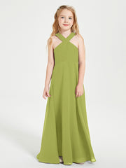 Junior Bridesmaid Dresses Grecian Neckline Floor Length Clover