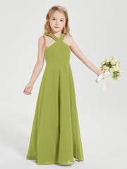 Junior Bridesmaid Dresses Grecian Neckline Floor Length Clover