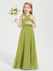 Junior Bridesmaid Dresses Grecian Neckline Floor Length Clover