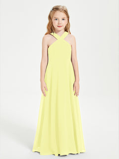 Junior Bridesmaid Dresses Grecian Neckline Floor Length Daffodil