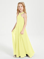 Junior Bridesmaid Dresses Grecian Neckline Floor Length Daffodil
