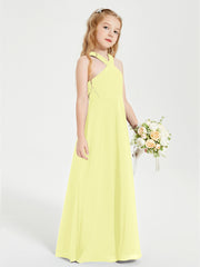 Junior Bridesmaid Dresses Grecian Neckline Floor Length Daffodil