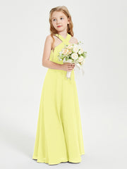 Junior Bridesmaid Dresses Grecian Neckline Floor Length Daffodil