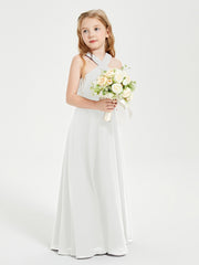 Junior Bridesmaid Dresses Grecian Neckline Floor Length Ivory