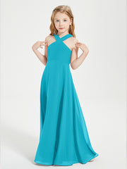 Junior Bridesmaid Dresses Grecian Neckline Floor Length Jade