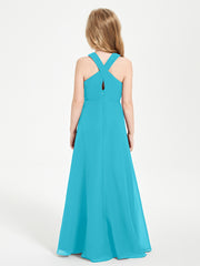 Junior Bridesmaid Dresses Grecian Neckline Floor Length Jade