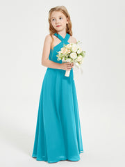 Junior Bridesmaid Dresses Grecian Neckline Floor Length Jade