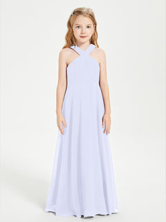 Junior Bridesmaid Dresses Grecian Neckline Floor Length Lavender