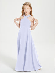 Junior Bridesmaid Dresses Grecian Neckline Floor Length Lavender