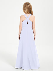 Junior Bridesmaid Dresses Grecian Neckline Floor Length Lavender