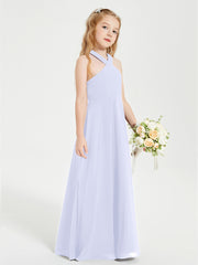Junior Bridesmaid Dresses Grecian Neckline Floor Length Lavender