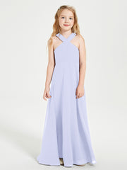 Junior Bridesmaid Dresses Grecian Neckline Floor Length Lavender