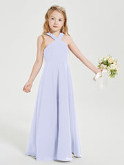 Junior Bridesmaid Dresses Grecian Neckline Floor Length Lavender