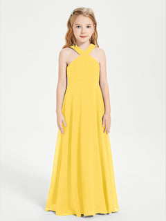 Junior Bridesmaid Dresses Grecian Neckline Floor Length Marigold