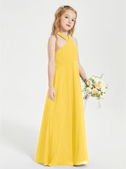 Junior Bridesmaid Dresses Grecian Neckline Floor Length Marigold