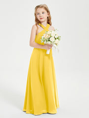 Junior Bridesmaid Dresses Grecian Neckline Floor Length Marigold
