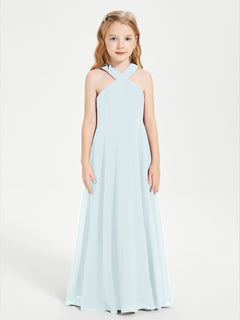 Junior Bridesmaid Dresses Grecian Neckline Floor Length Mist