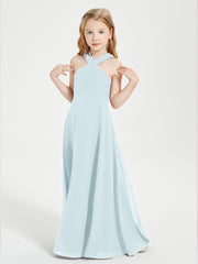 Junior Bridesmaid Dresses Grecian Neckline Floor Length Mist