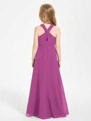 Junior Bridesmaid Dresses Grecian Neckline Floor Length Orchid