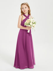 Junior Bridesmaid Dresses Grecian Neckline Floor Length Orchid
