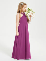 Junior Bridesmaid Dresses Grecian Neckline Floor Length Orchid