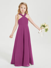 Junior Bridesmaid Dresses Grecian Neckline Floor Length Orchid
