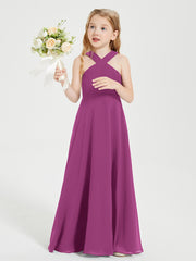 Junior Bridesmaid Dresses Grecian Neckline Floor Length Orchid