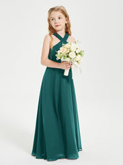 Junior Bridesmaid Dresses Grecian Neckline Floor Length Peacock