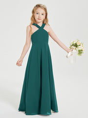 Junior Bridesmaid Dresses Grecian Neckline Floor Length Peacock