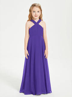 Junior Bridesmaid Dresses Grecian Neckline Floor Length Regency