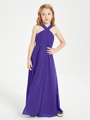 Junior Bridesmaid Dresses Grecian Neckline Floor Length Regency
