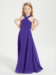 Junior Bridesmaid Dresses Grecian Neckline Floor Length Regency