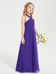 Junior Bridesmaid Dresses Grecian Neckline Floor Length Regency