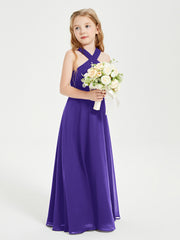 Junior Bridesmaid Dresses Grecian Neckline Floor Length Regency