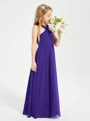 Junior Bridesmaid Dresses Grecian Neckline Floor Length Regency