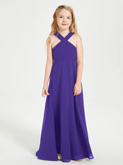 Junior Bridesmaid Dresses Grecian Neckline Floor Length Regency