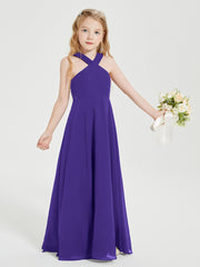 Junior Bridesmaid Dresses Grecian Neckline Floor Length Regency