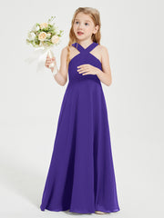 Junior Bridesmaid Dresses Grecian Neckline Floor Length Regency