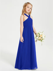 Junior Bridesmaid Dresses Grecian Neckline Floor Length Royal Blue
