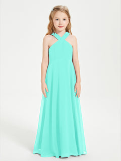 Junior Bridesmaid Dresses Grecian Neckline Floor Length Spa