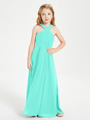 Junior Bridesmaid Dresses Grecian Neckline Floor Length Spa