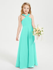 Junior Bridesmaid Dresses Grecian Neckline Floor Length Spa