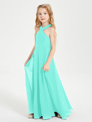 Junior Bridesmaid Dresses Grecian Neckline Floor Length Spa