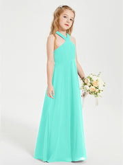 Junior Bridesmaid Dresses Grecian Neckline Floor Length Spa