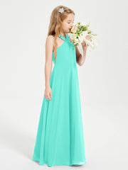 Junior Bridesmaid Dresses Grecian Neckline Floor Length Spa