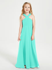 Junior Bridesmaid Dresses Grecian Neckline Floor Length Spa